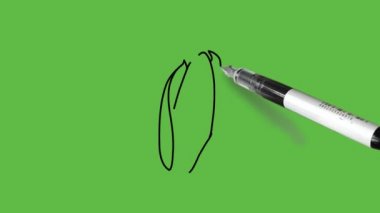 Siyah, sarı, yeşil ve beyaz renkli, düz yeşil ekran arkaplanlı, uzun yüzlü bir hayvan yapmak