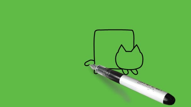 Siyah Kahverengi Pembe Yeşil Sarı Beyaz Renkli Bir Kedinin Soyut — Stok video