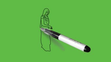 Ofis kızı görüntüsü vermek, kahverengi, siyah, sarı, gri, pembe ve mavi kombinasyonlu soyut yeşil arka planda bir bayana bir kutu vermektir.