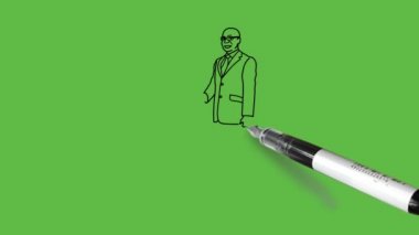 İş anlaşmasının siyah, kahverengi, gri, yeşil, pembe ve mavi kombinasyonlarını soyut yeşil arka planda görmek