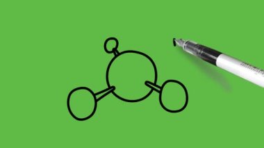 Soyut yeşil arkaplan üzerine siyah, beyaz, sarı ve mavi renk kombinasyonu üzerine toplantı çiziliyor