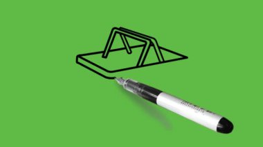 Soyut yeşil arkaplanda siyah ve mavi renkli sepet yapmak