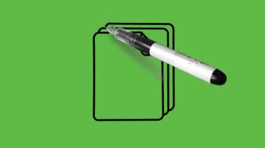 Soyut yeşil ekran arkaplanı üzerinde siyah, açık kahverengi ve açık gri renk kombinasyonu olarak çoklu dosya çiziliyor