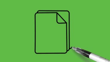 Soyut yeşil ekran arkaplanı üzerinde siyah ve mavi renk kombinasyonu olarak çoklu dosya çiziliyor