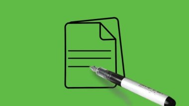 Soyut yeşil ekran arkaplanı üzerinde siyah, açık kahverengi ve açık gri renk kombinasyonlu çoklu dosya çiziliyor