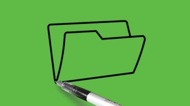 Soyut yeşil ekran arkaplanı üzerinde siyah ve mavi renk kombinasyonu çiziliyor