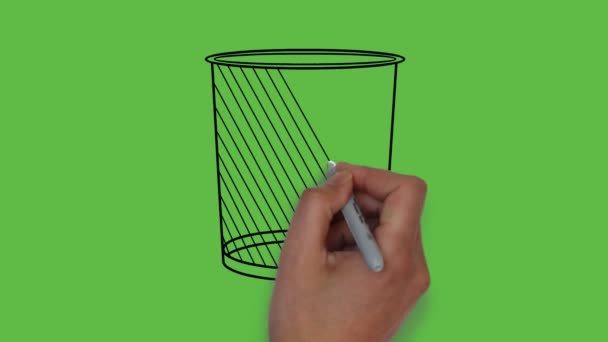 Cesta Rede Desenho Combinação Cores Preto Azul Sobre Fundo Verde — Vídeo de Stock