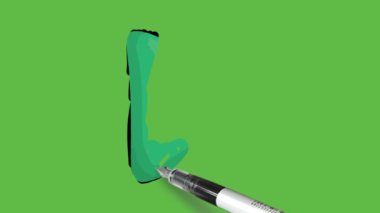 Soyut yeşil arkaplanda mavi renkli ve siyah çizgili çalma düğmesi çiziliyor