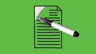 Soyut yeşil arkaplan üzerinde siyah çizgili dosya çiziliyor