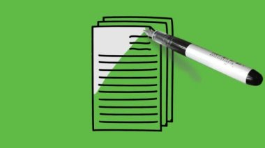 Soyut yeşil arkaplan üzerinde siyah çizgili dosya grubu çiziliyor