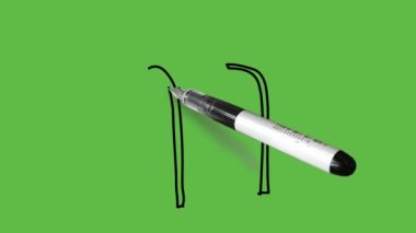 Soyut yeşil arkaplanda siyah, mavi ve gri renkli sıradan sandalye çizimi