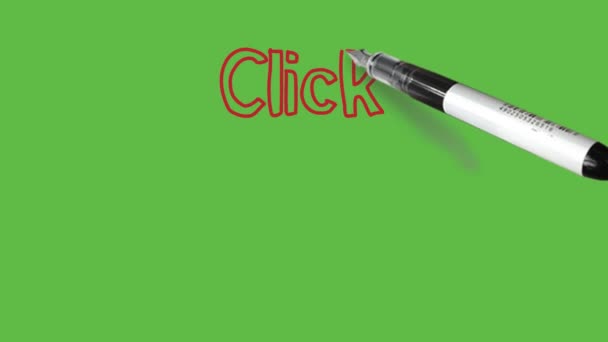 Writing Click Here See More Red Colour Combination Abstract Green — Stock Video