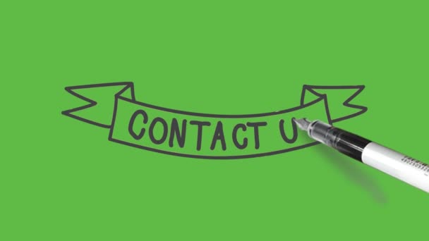 Writing Contact Black Pen Pink Base Abstract Green Background — Stock Video