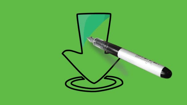 Drawing Download Symbol Green Light Green Colour Combination Black Outline — Stock Video