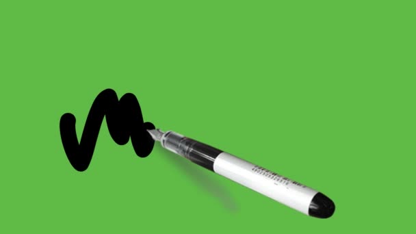 抽象的な緑の背景に黒いペンで何かを書く — ストック動画
