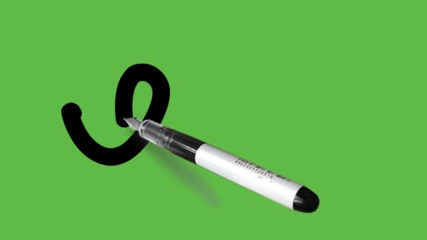 Faire Signature Avec Stylo Noir Sur Fond Vert Abstrait — Video