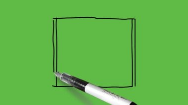 Gri ve kırmızı renkli günlük çizimi ve soyut yeşil arka planda siyah çizgiler