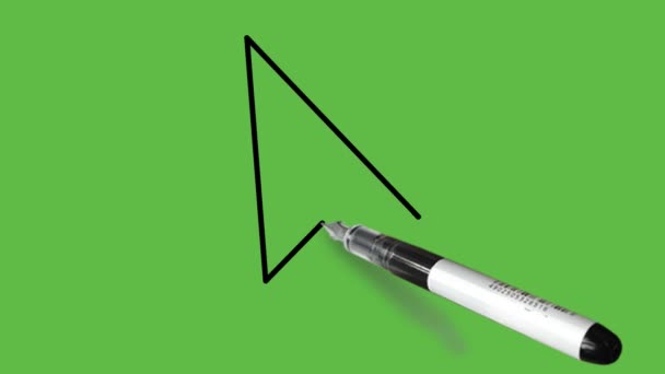 Kreslení bílá šipka nahoru s černým obrysem na abstraktním zeleném pozadí