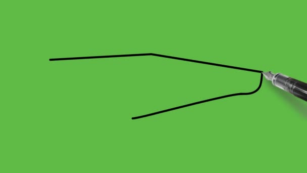 Малювання Сірого Кольорового Лотка Чорним Контуром Абстрактному Зеленому Фоні — стокове відео