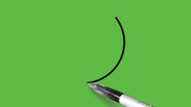 Mavi renkli yıldızlı yarım ay ve soyut yeşil arka planda siyah çizgiler çiziliyor