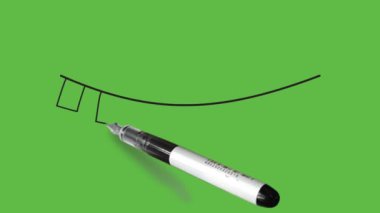 Soyut yeşil arkaplan üzerinde siyah çizgili mavi renkli beyaz yıldızlı çizim pankartı