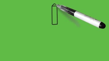 Soyut yeşil arkaplanda siyah çizgili kahverengi ve yeşil renkli roket havai fişeği çizimi