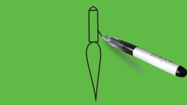 Soyut yeşil arkaplanda siyah çizgili kahverengi ve mavi renkte yanan roket havai fişekleri çiz