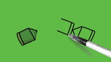 Yeşil renkli eskiz, soyut yeşil arka planda siyah çizgili, iki parçaya ayrılmış.