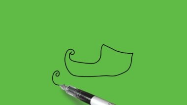 Gri, beyaz, sarı ve kahverengi renkli eskiz botu. Soyut yeşil arka planda siyah çizgili.