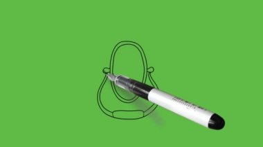 Çizim aynası oval biçimde, soyut yeşil arka planda siyah çizgili.