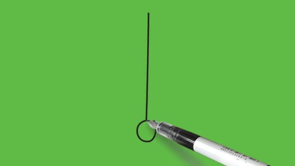 Schets Hangende Spin Met Zwarte Pen Abstracte Groene Achtergrond — Stockvideo