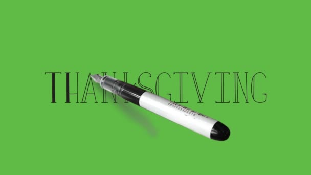 Writing Thanks Giving Tag Black Outline Abstract Green Background — Stockvideo