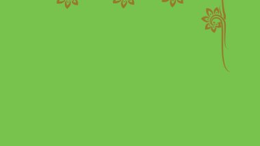 Birkaç kırmızı zambak seti yeşil ekran arkaplanındaki kare şeklindeki altın çerçeveyle çevreleyen yeşil yaprakla dekore edilir.