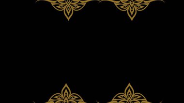 Birkaç kırmızı nilüfer çiçeği seti siyah ekran arkaplan üzerinde kare şeklinde altın çerçeve ile dekore