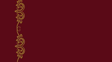 Birkaç mor çiçek seti, kestane rengi ekran arkaplanındaki kare şeklindeki altın çerçeveyle çevreleyen yeşil yaprakla süslenir.