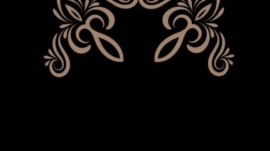 Beş pembe zambak seti siyah ekran arkaplan üzerinde kare şeklinde altın çerçeve ile çevrili