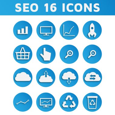 Mavi Seo iş Icons Set