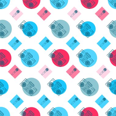 Müzik düz çizgi retro seamless modeli