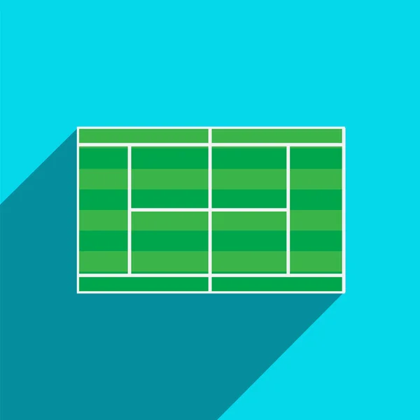 Rasen-Tennisplatz im flachen Stil — Stockvektor
