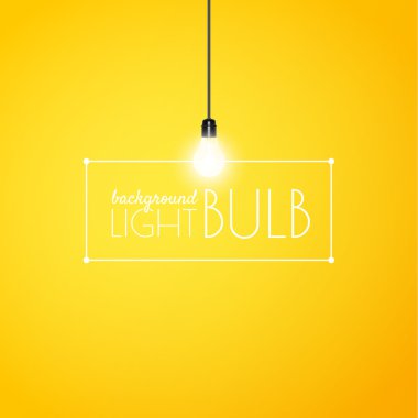 Shining light bulb on a yellow background with copy space. Vector illustration for your design