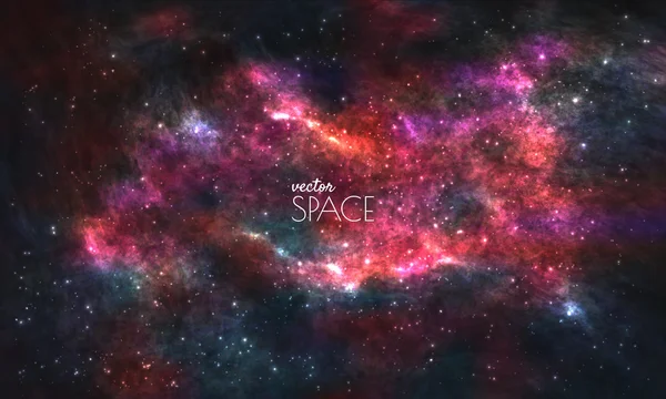 Space Galaxy Sfondo con nebulosa, polvere di stelle e stelle brillanti luminose. Illustrazione vettoriale per il tuo design, opere d'arte . — Vettoriale Stock