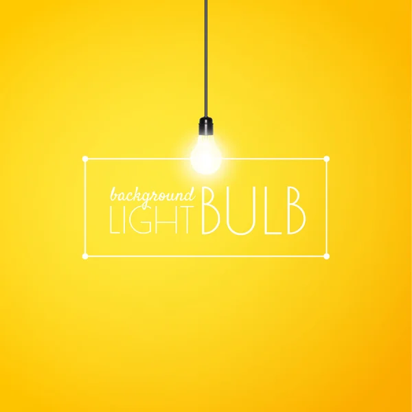 Shining light bulb on a yellow background with copy space. Vector illustration for your design — Stock Vector