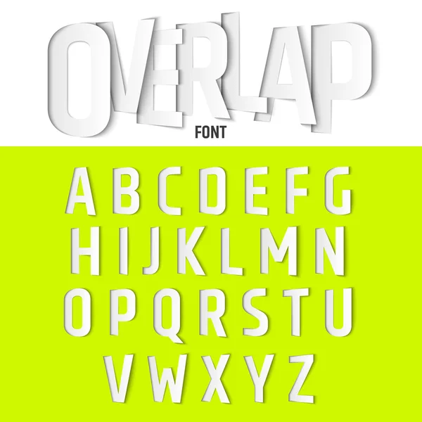 Vector Alphabet with Ovelapping Letters, Modern Paper Cut Font Style. 免版税图库矢量图片