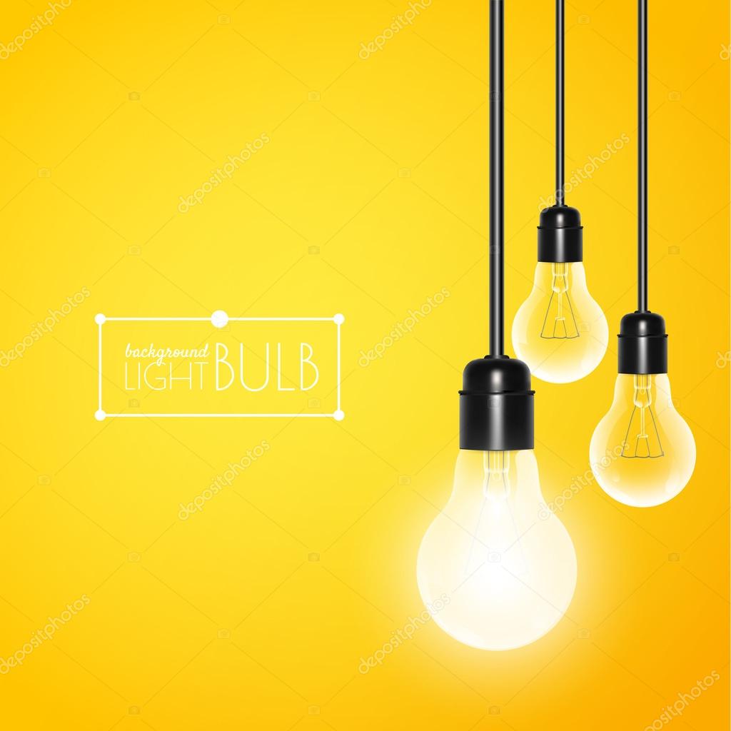 Hanging light bulbs with glowing one on yellow background. Vector illustration for your Stock Vector by ©nickjoo 97414666