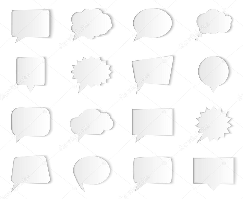 Vector speech bubbles isolated on white background. Illustration for presentations, brochures, artworks, websites, sale or discount offers.