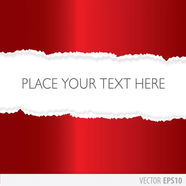 Papier rouge déchiré au milieu, avec un fond blanc — Image vectorielle