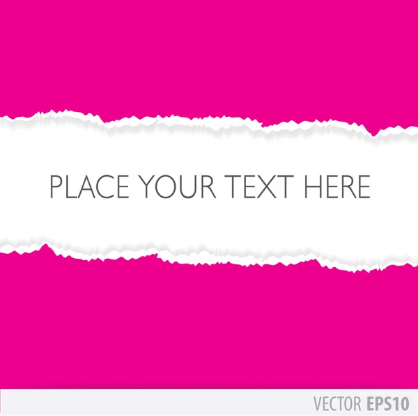 Papier rose déchiré au milieu, avec un fond blanc — Image vectorielle