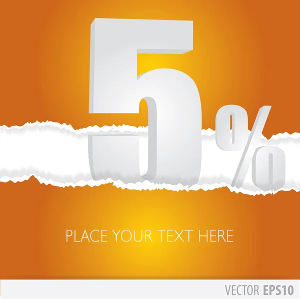 Orange background and with a discount of 5 percent — Stock Vector