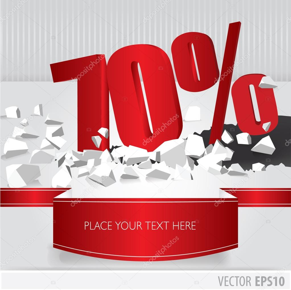 Red 70 percent discount on vector cracked ground on white backgr
