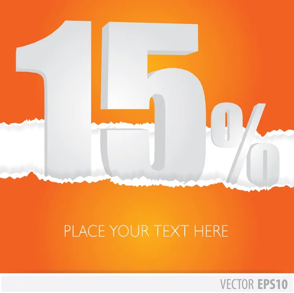 Orange background and with a discount of 15 percent — Stock Vector
